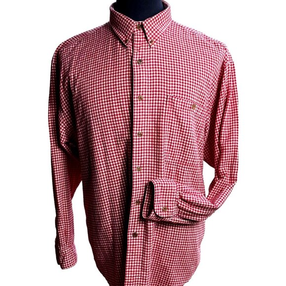 Vintage Chaps Ralph Lauren Shirt Mens XL red check Flannel Button Up Cotton - Picture 10 of 12